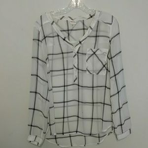 Black and white Merona sheer long sleeve top